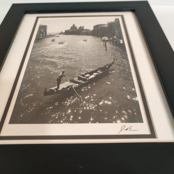 Grand Canal of Venice Italy Black & White Photograph Print Framed Signed 12x10 - Picture 2 of 7